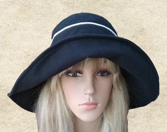 Black Wide Brim Sun Hat: Women's Summer Brimmed Hat