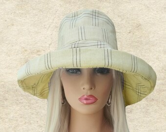 Beige Sonnenhut mit Krempe: Sommerhut aus Bio-Baumwolle mit breiter Krempe