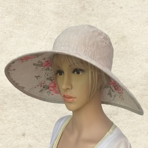 Organic Linen Wide Brim Sun Hat: Women&#39;s Summer Fashion