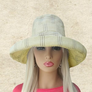 Beige Sonnenhut mit Krempe: Sommerhut aus Bio-Baumwolle mit breiter Krempe
