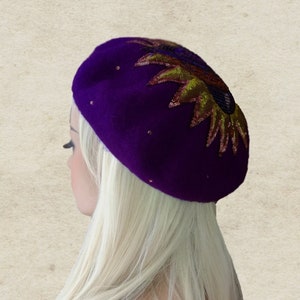 Purple Wool Felted Beret: Women&#39;s Winter Hat