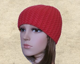 Knit Blue Wool Beanie: Women's Casual Skull Cap