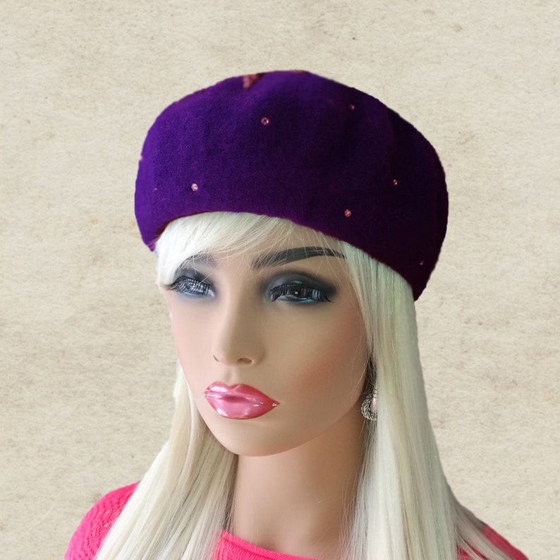 Red French Beret Felted Wool Beret Womens Beret Hat Red Etsy