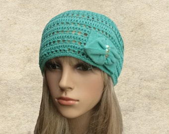 Crochet Cotton Summer Beanie: Lightweight Women's Skull Hat
