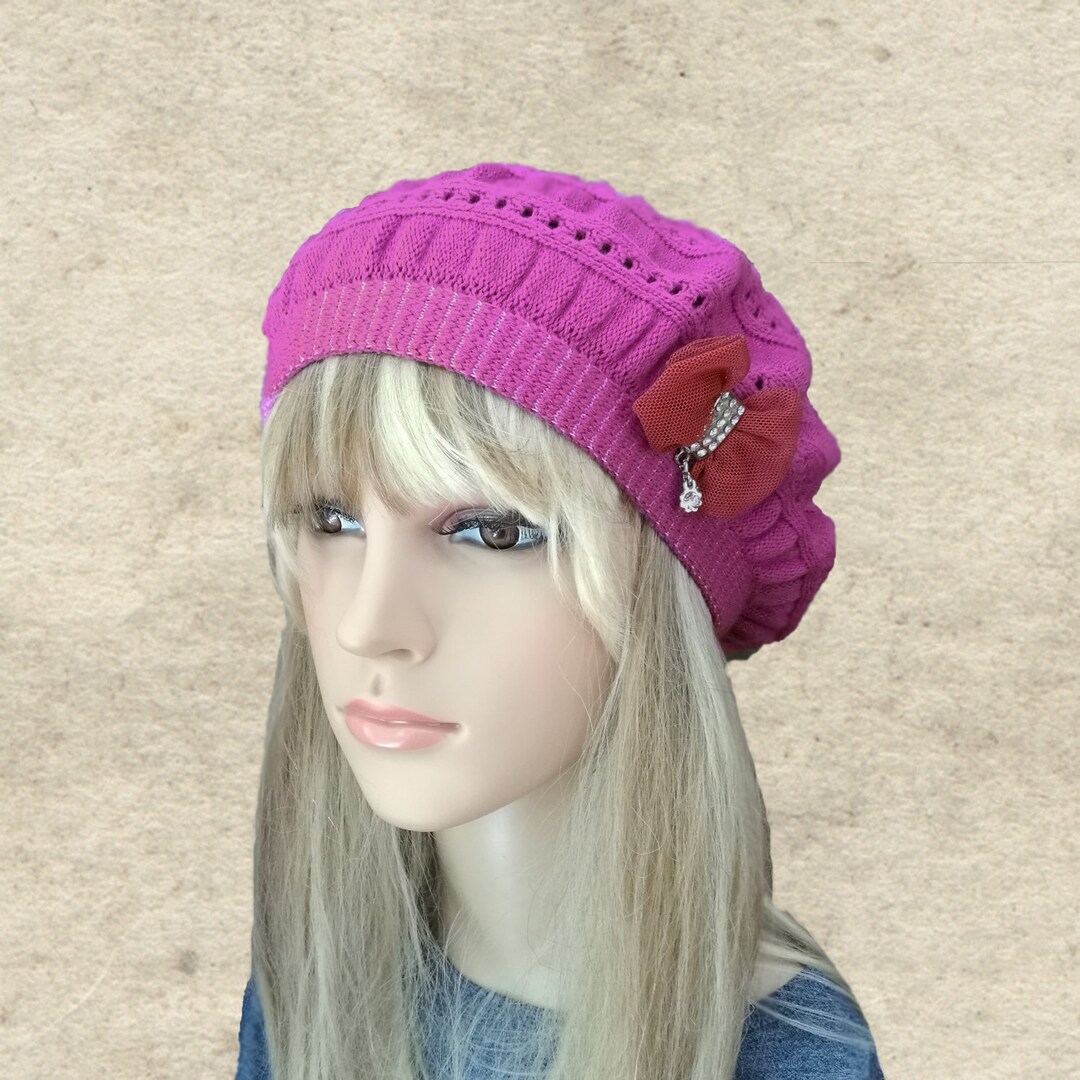 Knit Beret Women, Ladies Knitted Beret, Knitted Wool Beret, Womens Fall