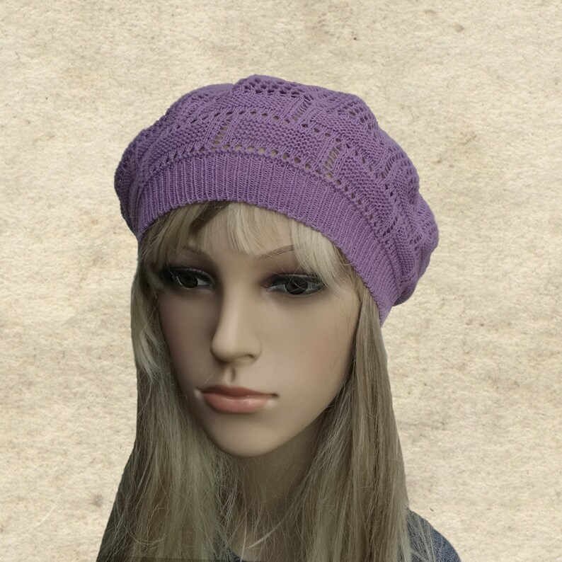 Knit Beret Women Ladies Knitted Beret Knitted Cotton Beret Etsy