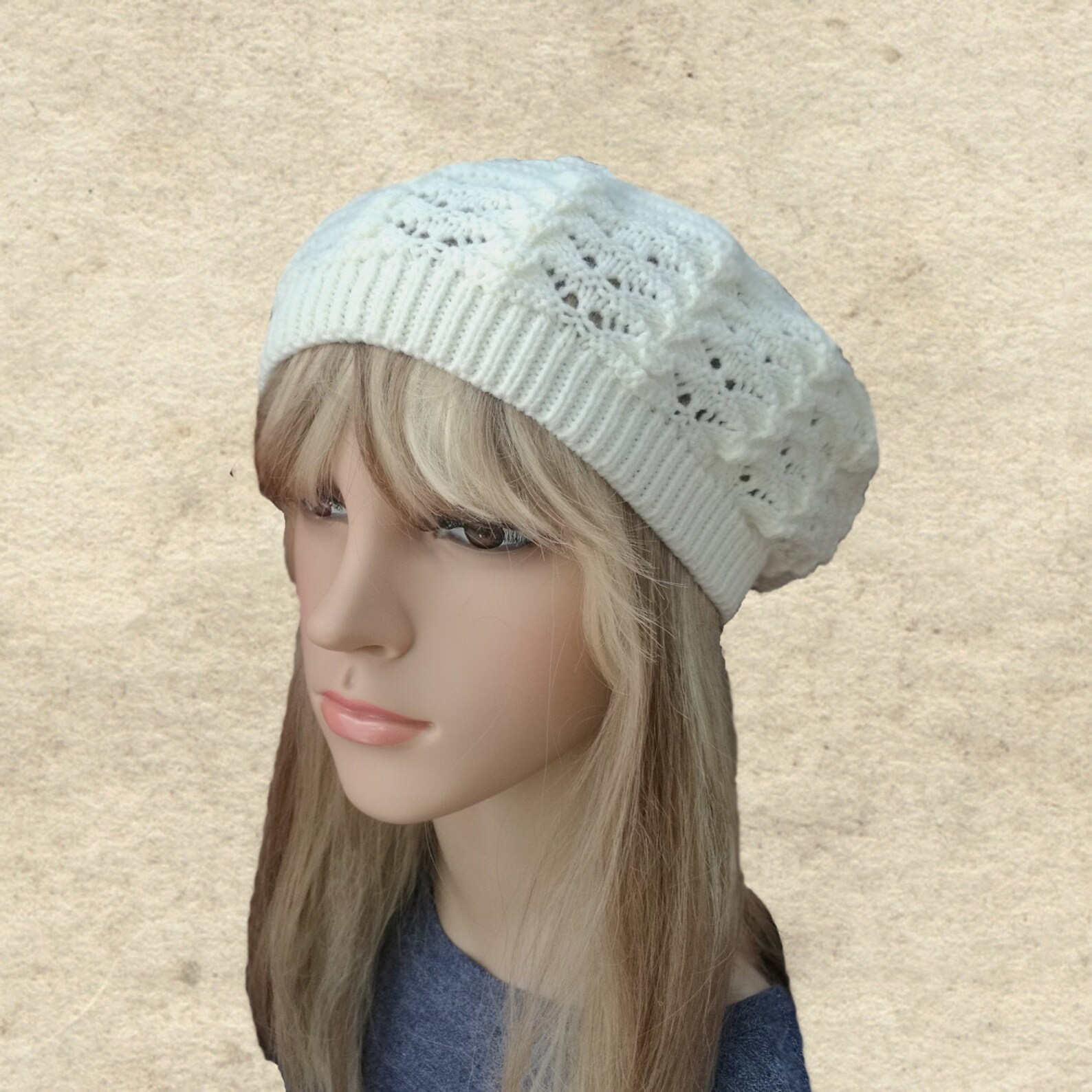 Women's White Beret Womens Knitted Beret Fall Autumn Etsy