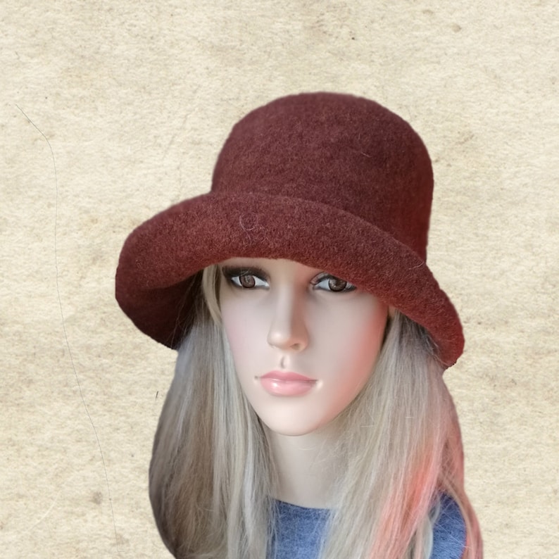 Black Felt Wool Hat, Winter Women Hat, Winter Cloche Hat, Felted Cloche