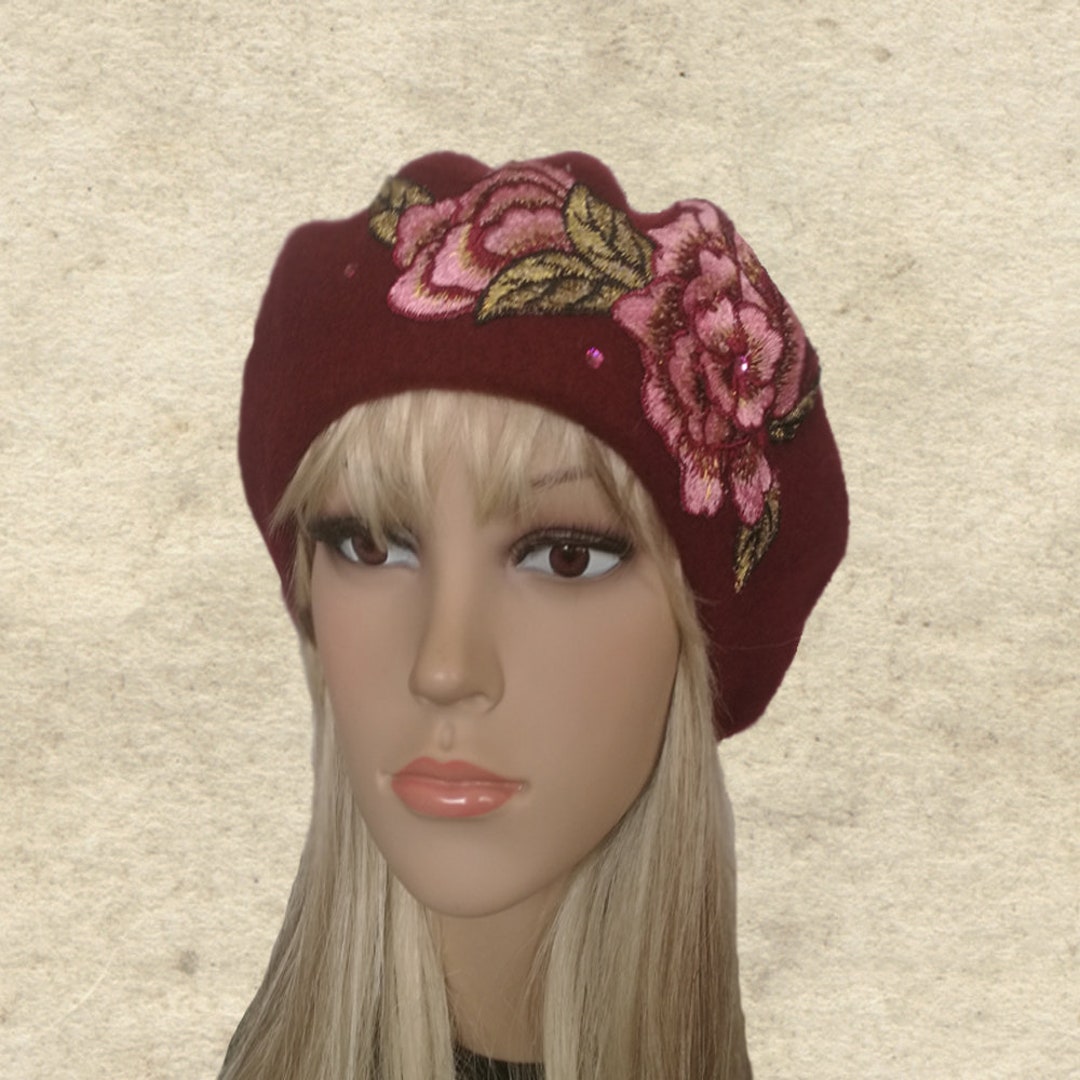 Women's Felted Beret, Felt Wool Beret, Trendy Womens Beret, Burgundy