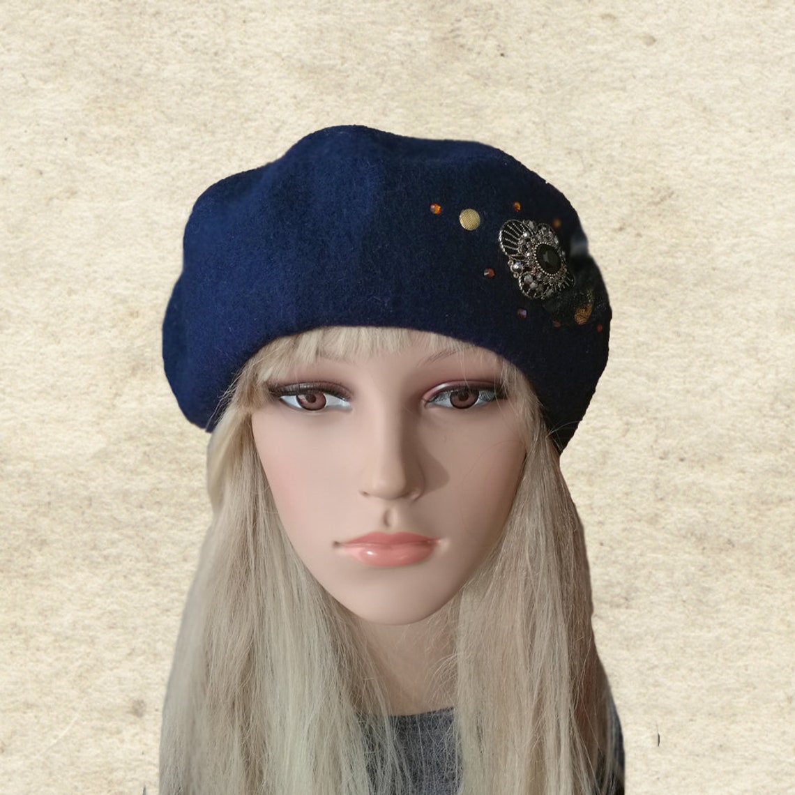 Felt Beret Hat Women's Felted Beret Gray Wool Beret Etsy
