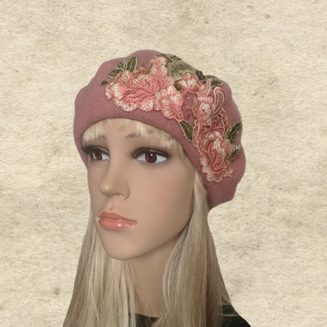 Warm Felted Beret Womens Felt Beret Pink Winter Beret Etsy