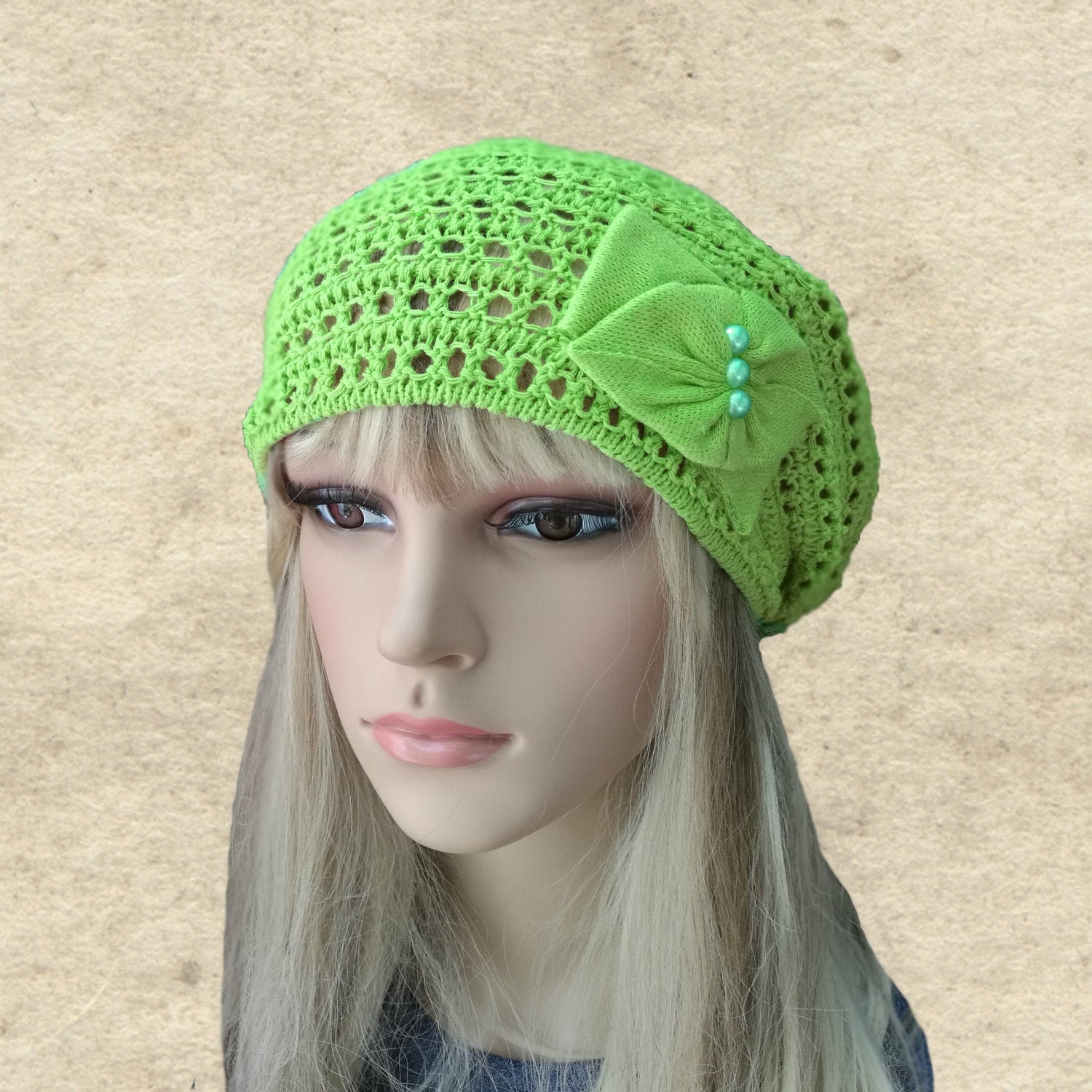 Summer cotton beret Womens summer beret Beret for summer Etsy