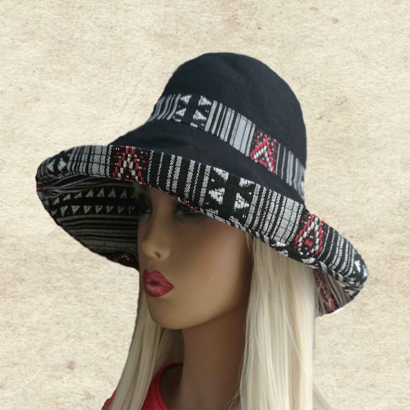Black Summer Hat, Womens Sun Hat, Ladies Brim Hat, Brimmed Hat Summer