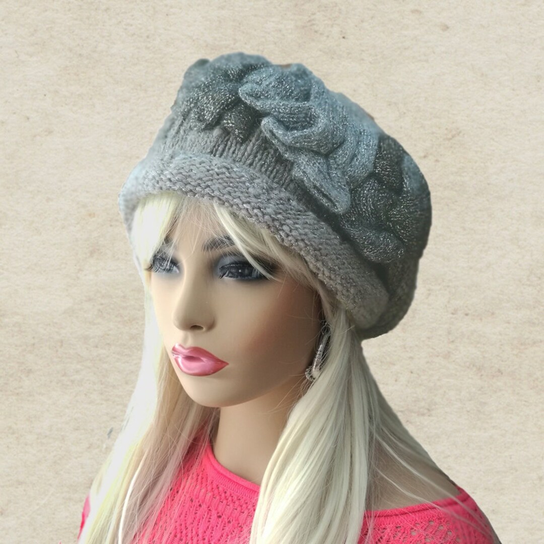 Knit Beret Women, Beret for Women, Wool Beret Lady, Knitted Wool Beret