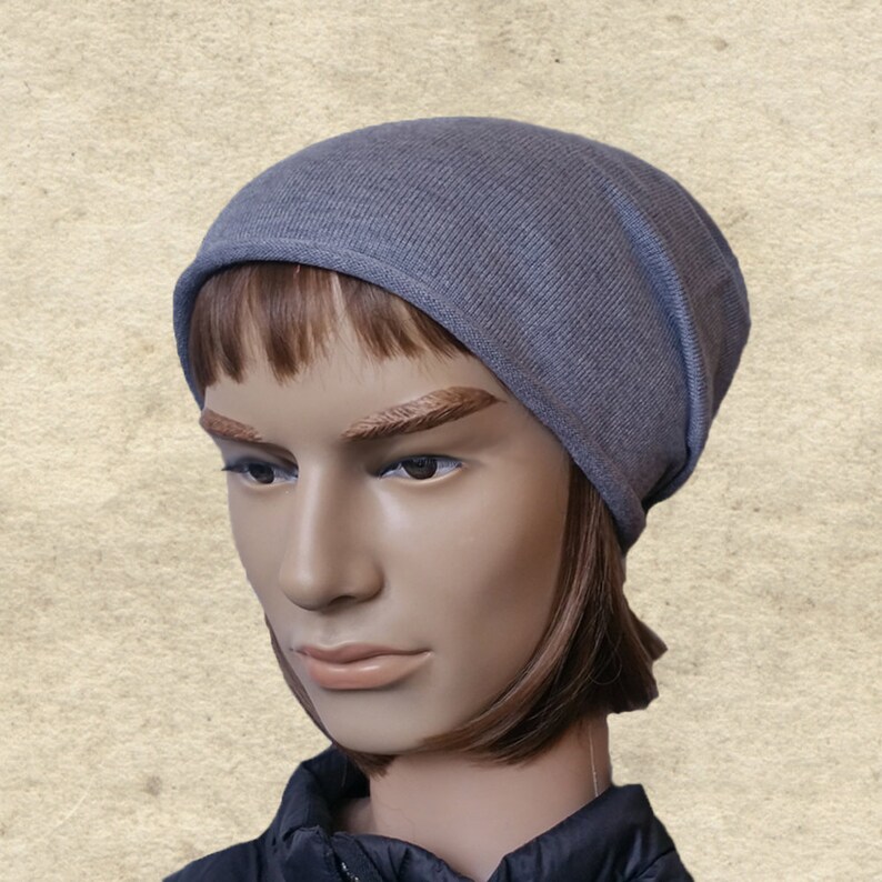 Mens Slouchy Beanie, Men's Slouch Hats, Gray Slouch Beanie, Hats Beanie