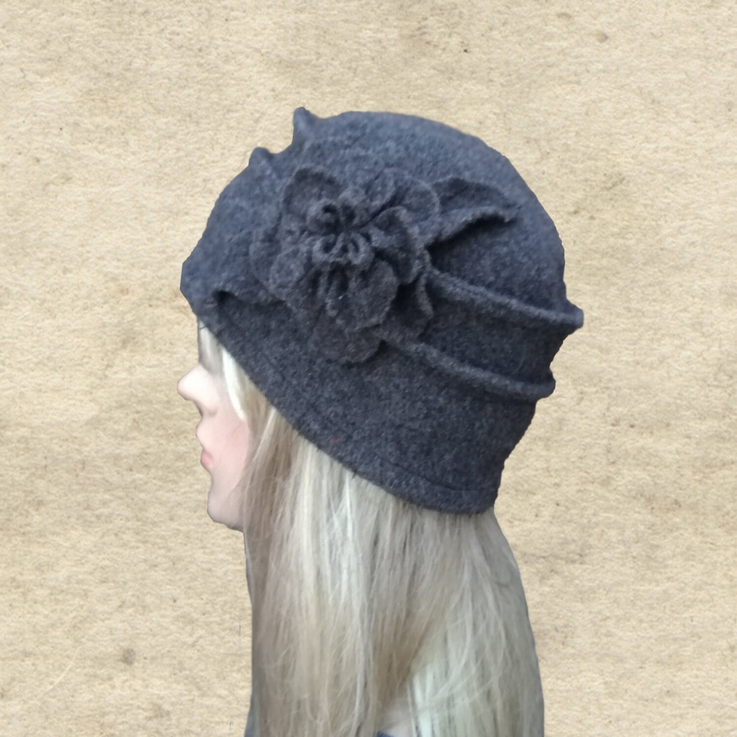 Gray Felt Hat, Women's Felt Hat, Felted Wool Hat, Winter Felted Hat