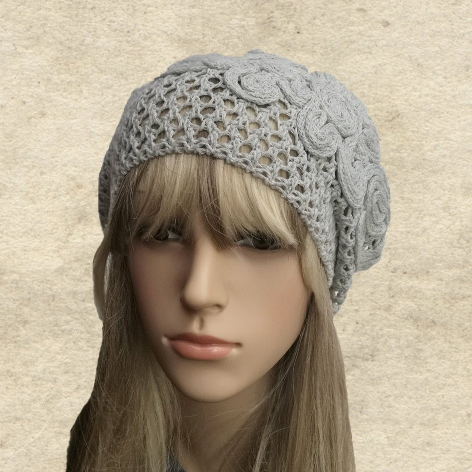 Summer Lace Beret, Cotton Beret Beanie, Light Weight Beret, Beret for