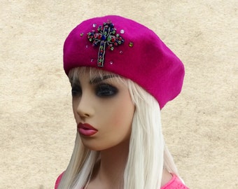 Wool Felted Beret: Winter Women's Hat