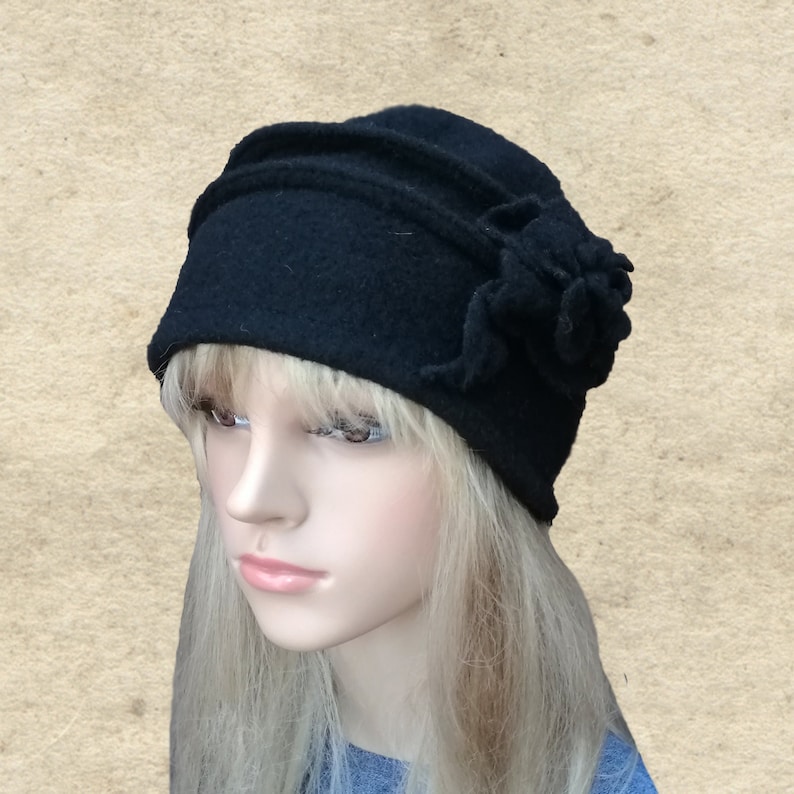 Black Winter Hat Womens Felt Hat Felted Wool Beanie Felted Etsy