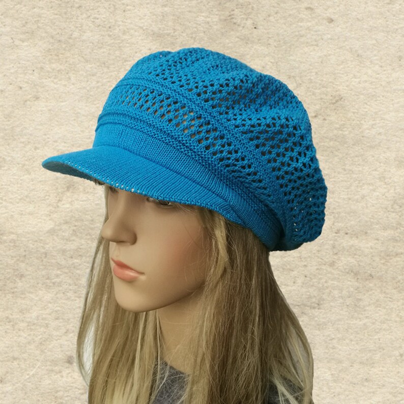 Newsboy women's cap Summer visor cap Blue womens cap Etsy