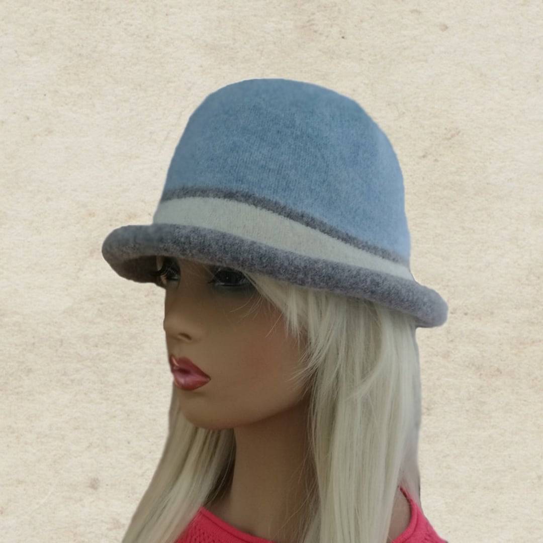 Winter Women's Hat, Cloche Winter Hat, Blue Winter Hat, Felted Wool Hat