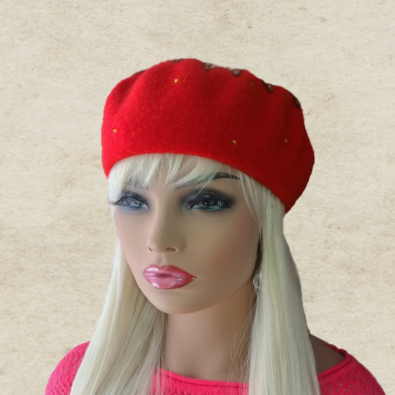 Red French Beret Felted Wool Beret Womens Beret Hat Red Etsy