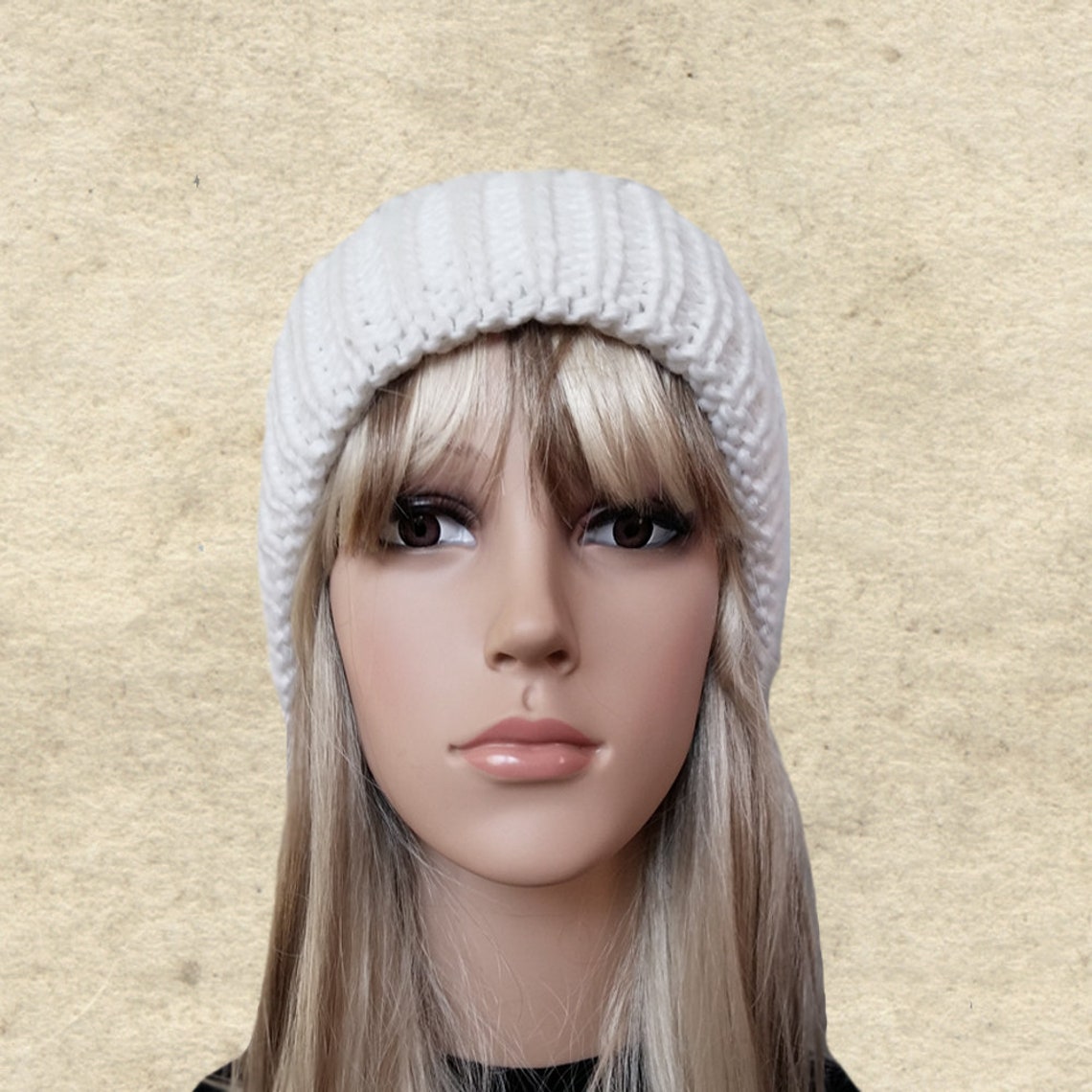 Slouchy Beanie Women, Winter Slouch Hat, White Winter Beanie, White