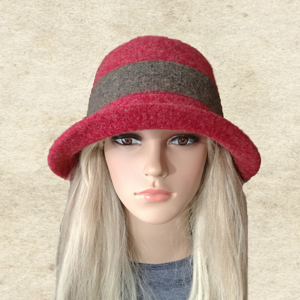 Women's Felt Hats, Felted Wool Hat, Womens Cloche Hat, Cloche Felted
