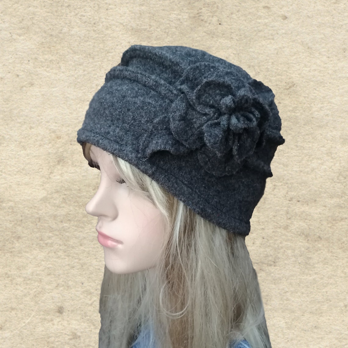 Gray Felt Hat, Women's Felt Hat, Felted Wool Hat, Winter Felted Hat