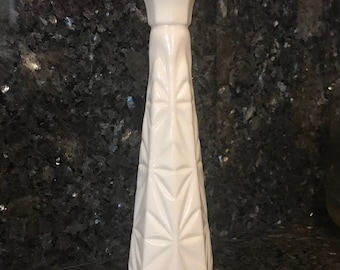 Vintage White Milk Bud Vase 9" Starburst Design