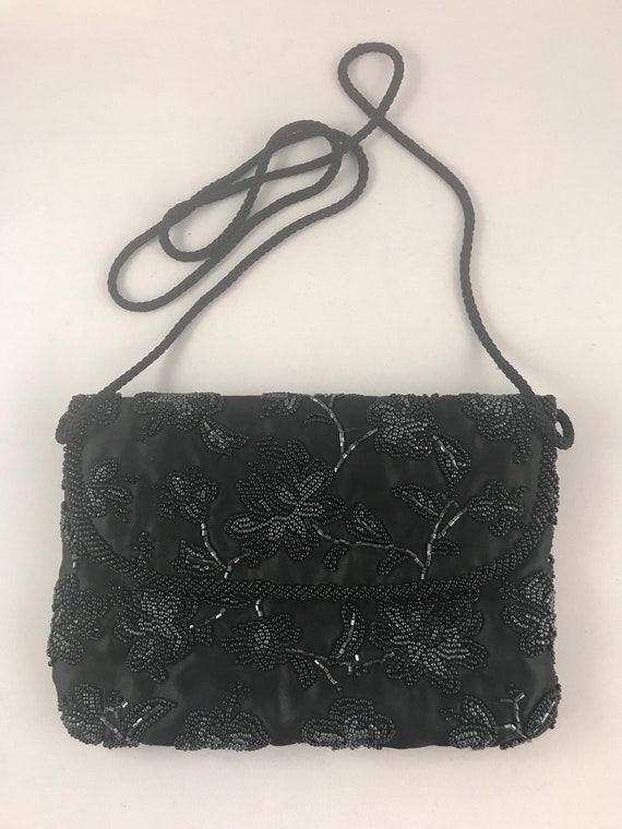 Vintage Valerie Stevens Black Beaded Evening Purse