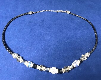 Black, Silver and Clear Women’s Beaded Rope Necklace
