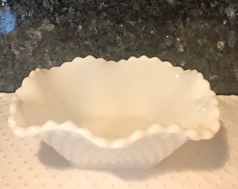 Milk Glass Diamond Pattern Bowl by Smith Glass