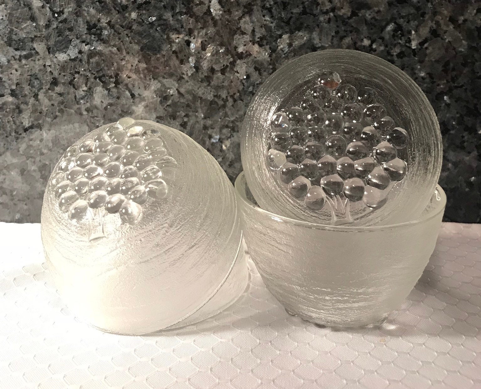 Clear Frosted Glass Dessert Bowls Set of 4