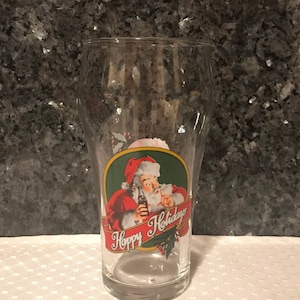 Coca Cola Happy Holidays Santa Glass