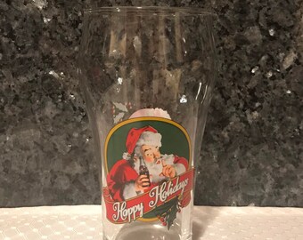 Coca Cola Happy Holidays Santa Glass