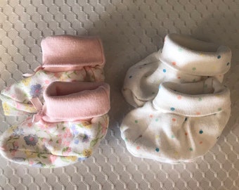 Set of 2 Baby Girls Bootie Socks/Fabric Shoes 3-6 Months