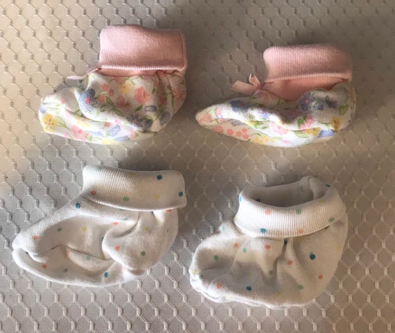 Set of 2 Baby Girls Bootie Socks/Fabric Shoes 3-6… - image 2