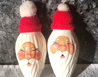 Santa Claus Hand Crafted Ornaments Set of 2
