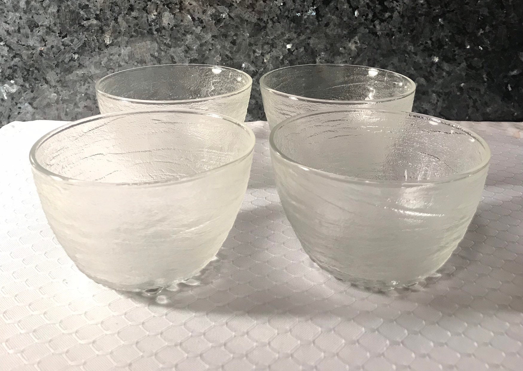Clear Frosted Glass Dessert Bowls Set of 4