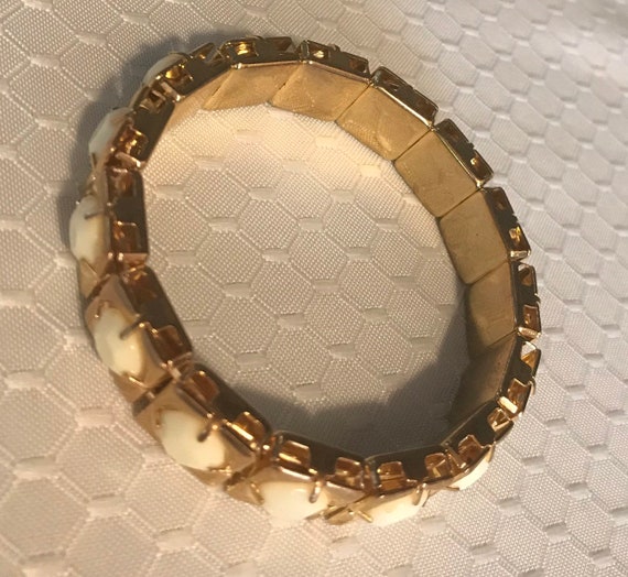 Gold and White Vintage Bracelet - image 2