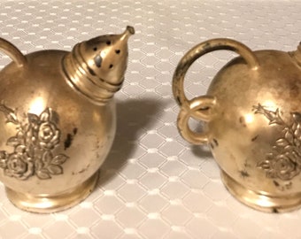 Vintage Salt & Pepper Shakers with Roses Design/ Kitchen Decor