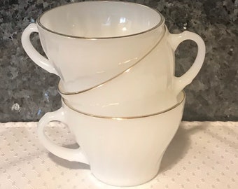 Anchor Hocking Fire King Golden Shell Saucer Cups Set of 3