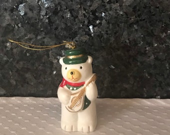 Polar Bear Playing an Instrument Christmas Ornament