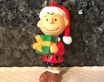 Vintage Charlie Brown Plastic Christmas Ornament