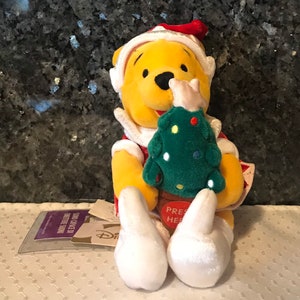 Winnie The Pooh &quot;Xmass Pooh with Light Up Tree&quot; Mini Bean Bag Plush- Japan Disney Store