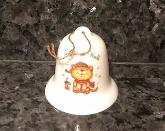 Caroling Kitten Porcelain "Joy to the World" Christmas Ornament & Bell by Russ
