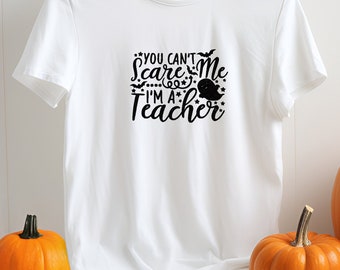 Halloween Teacher T Shirt EMBROIDERED