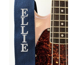 Guitar Strap Personalised EMBROIDERED custom made for Bass/Electric/Acoustic gift for Graduation, musician, Dad, friend, band, teacher