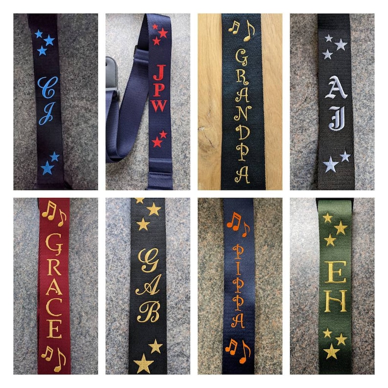 Guitar Strap Personalised EMBROIDERED for Bass/Electric/Acoustic gift for Graduation, musician, Dad, friend, band, teacher Guitar Gift afbeelding 5